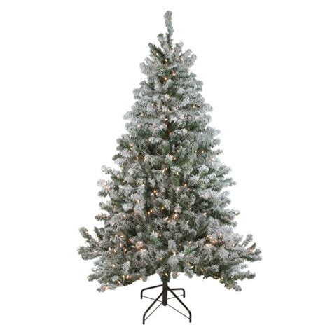 7 Pre Lit Flocked Balsam Pine Artificial Christmas Tree Clear Lights