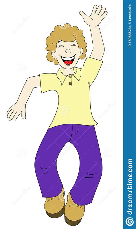 Drawing Of A Happy Person Waving A Friendly Hand Stock Illustration