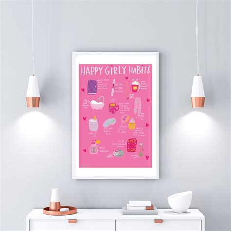 Girly Girl Pink Cute Poster Art Printable Beauty Etsy