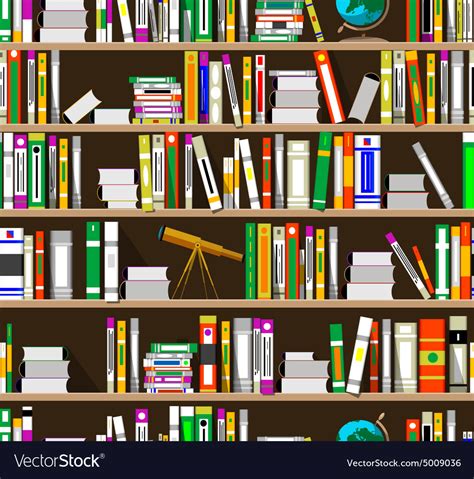 Cartoon Bookshelves In The Library Royalty Free Vector Image
