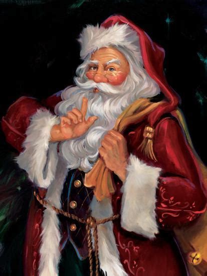 Shhh Art By Susan Comish Santa Art Santa Paintings Christmas Paintings