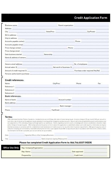 Free 37 Credit Application Forms In Pdf Ms Word Excel