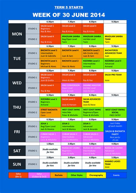 Timetable Term Website Tropical Soul Dance Studio