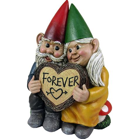 Dwk Gnome And Forever Gnome Couple In Love With Heart Shaped Figurine