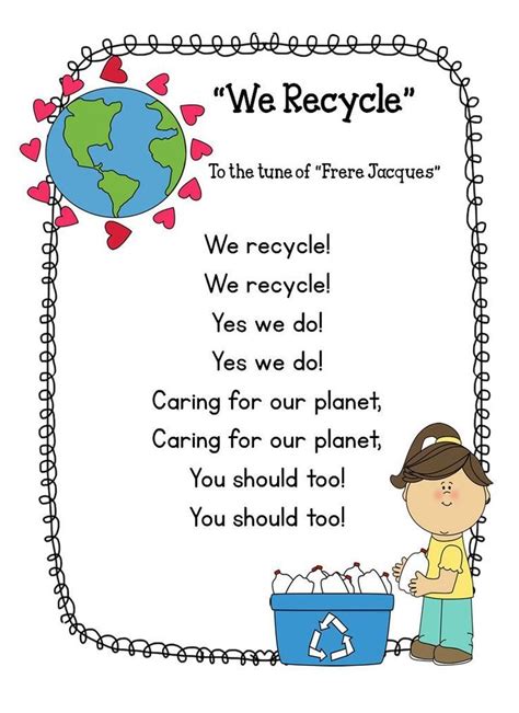 We Recycle Earth Day Song Earth Day Activities Earth Day Projects