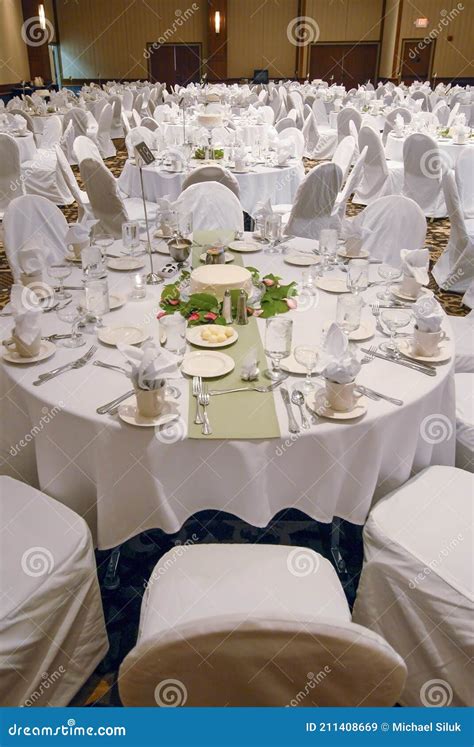 Banquet Hall Set Up For Dinner Stock Image Image Of Banquet Class