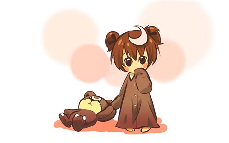 Wallpaper Anime Girl Cute Toy Bear Background 2560x1600