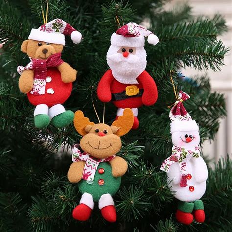 1pc Christmas Ornaments Cloth Santa Claus Snowman Elk Christmas Tree