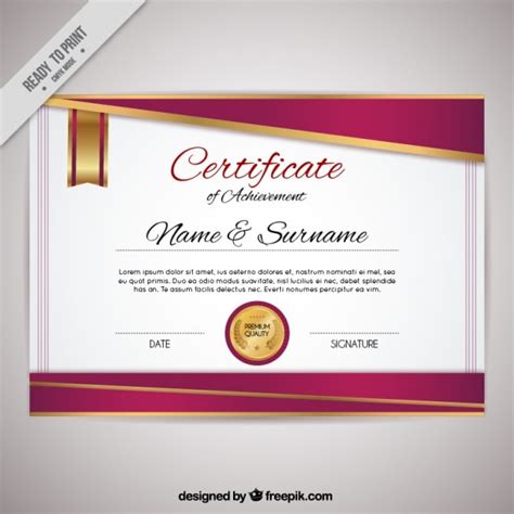 Certificado Elegante De Reconocimiento Vector Gratis