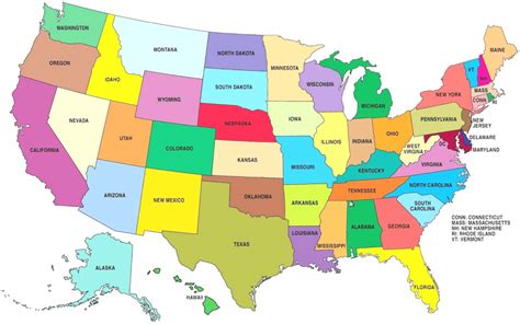 50 States Map Quiz Printable Map