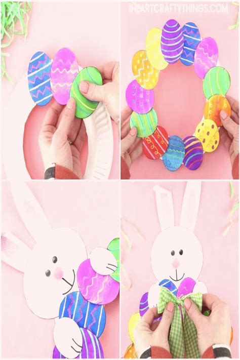 Basic materials for making a paper plate easter bunny. How to Make a Paper Plate Easter Egg Wreath Easy Easter Craft for Kids Cette installation de pa ...