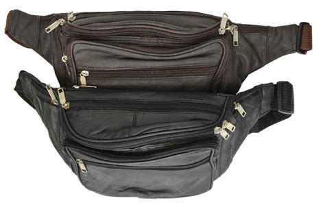 Menswallet New Design Large Multi Zippered Genuine Leather Fanny Pack Waist Bag 041 C Brown