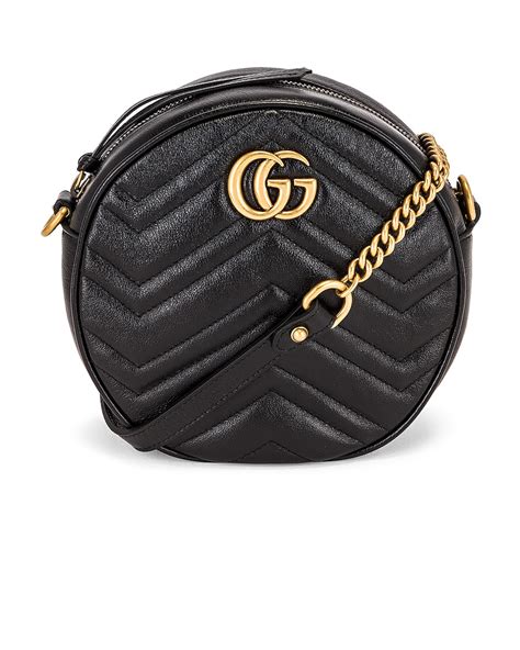 Gucci Mini Marmont Round Shoulder Bag In Black Fwrd