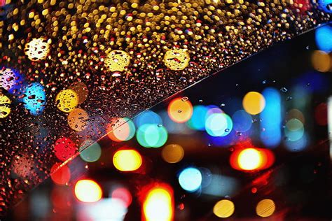 Bokeh Photography Glass Drops Night Lights Rain Bokeh Hd