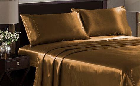 Satin Sheets Twin 3 Piece Coffee Hotel Luxury Silky Bed Sheets