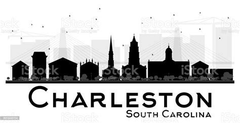 Vetores De Silhueta De Charleston South Carolina City Skyline Preto E