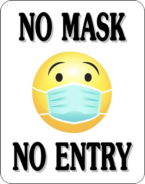 No Mask No Entry Sign For Store Front Or Business 8 X 10