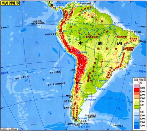 南美洲地形图高清大图南美洲地图初高中地理网