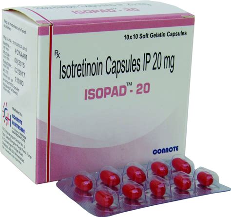 Isopad Finished Product Isotretinoin Capsules 20mg Packaging Size