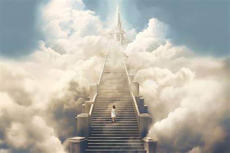 Stairway To Heaven Last Journey To Afterlife Religious Concept Bible Angels Death Stock