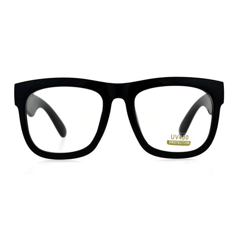 Super Nerd Bold Black Oversized Square Glasses Thick Horn Rim Clear Lens Frame Ebay
