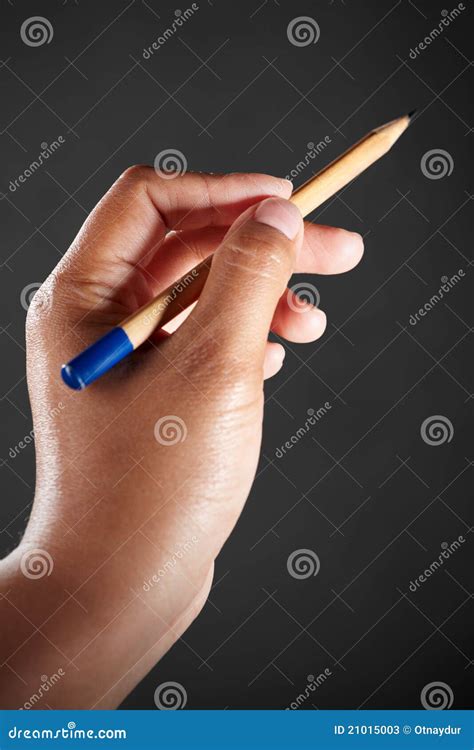 Hand Holding Pencil Stock Image Image Of Close Fingers 21015003