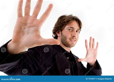 Portrait Of Man Showing Palms Stock Image Image Of Isolated