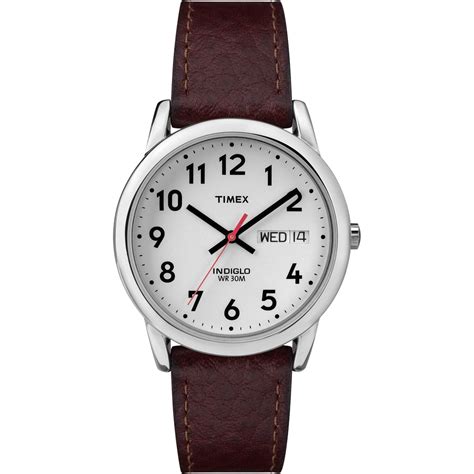Timex Men S Easy Reader Mm Day Date Watch Silver Tone Case White