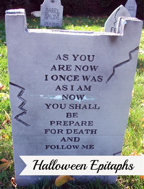 Thrifty Crafty Girl Gravestone Epitaphs For Halloween Halloween Diy