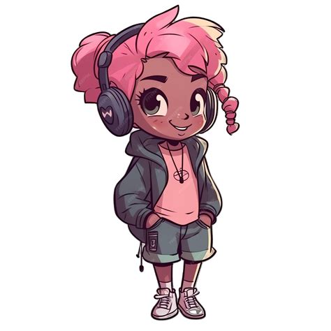 Premium Ai Image Cute Chibi Black Girl In Hiphop Style Illustration