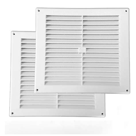 2 X White Plastic Air Vent Grille 270 X 250mm Screw In Register Louvre