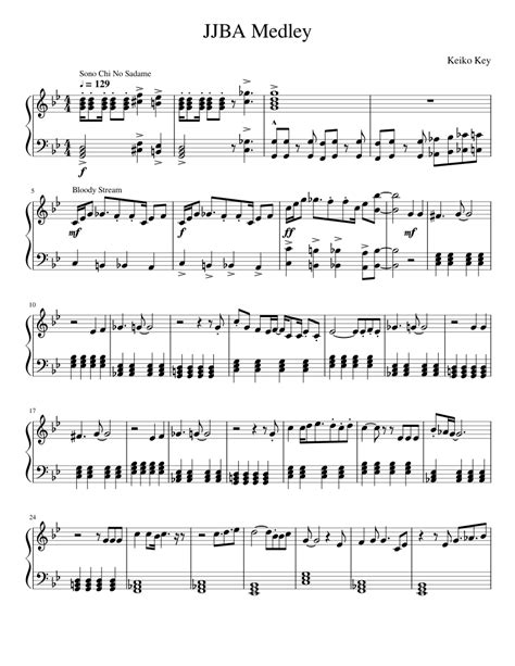 Jojos Bizarre Adventure Medley Sheet Music For Piano Download Free