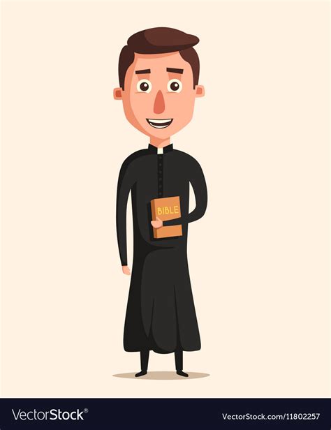 Young Catholic Priest Cartoon Royalty Free Vector Image