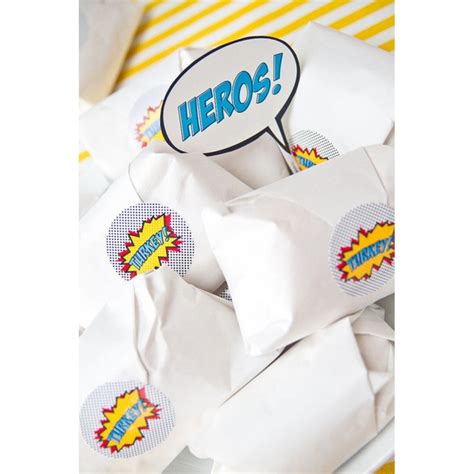 Vintage Super Hero Sandwich Labels And Heros Callout Sign Instant