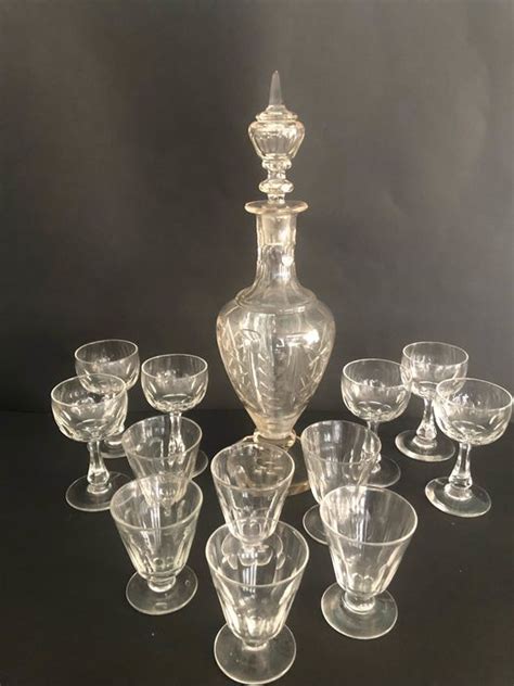 Olive Cut Crystal Carafe With Six Glasses Crystal Catawiki