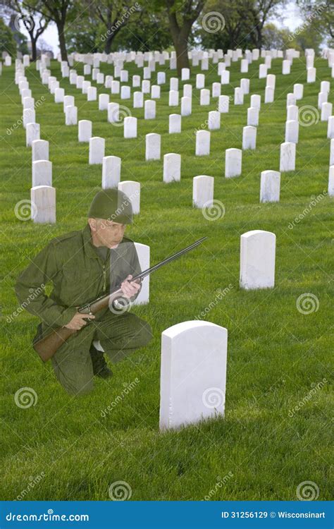 Memorial Day War Veteran Cemetery Army Solider Royalty Free Stock