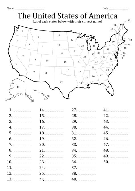 List Of The 50 States Printable Print And Download Pdf File Of All 50