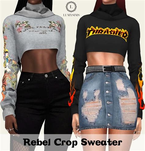 Lumysims Rebel Crop Sweater Sims 4 Downloads