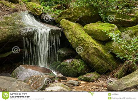 Mossy Rocks Waterfall Stock Photo Image 56935504