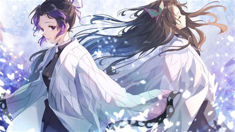 Download 1366x768 Kochou Shinobu Kochou Kanae Kimetsu No Yaiba Brown