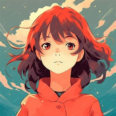 Premium Ai Image Anime Girl With Red Hair And Brown Eyes Looking At