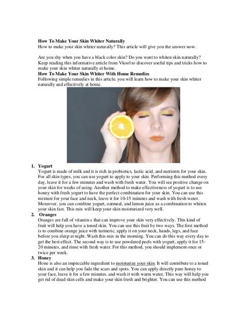 How To Make Your Skin Whiter Naturally