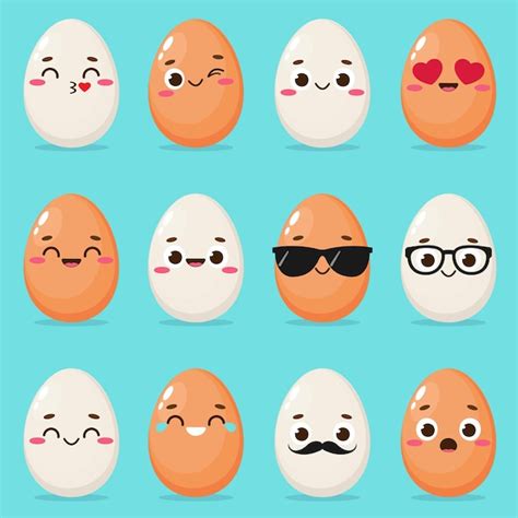 Premium Vector Set Of Cartoon Egg Emoji