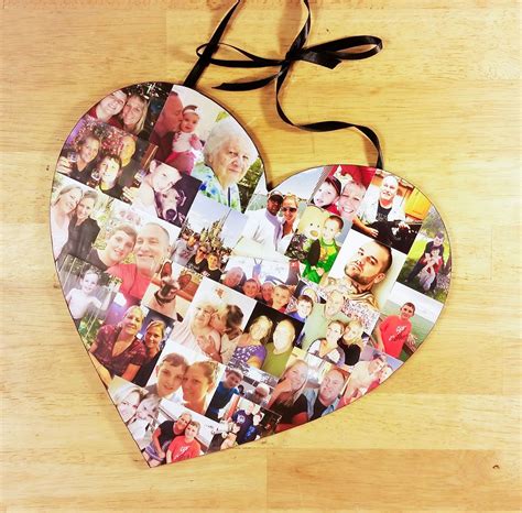 Custom Photo Collage Heart Shape Photo Collage Wood Letters Personal