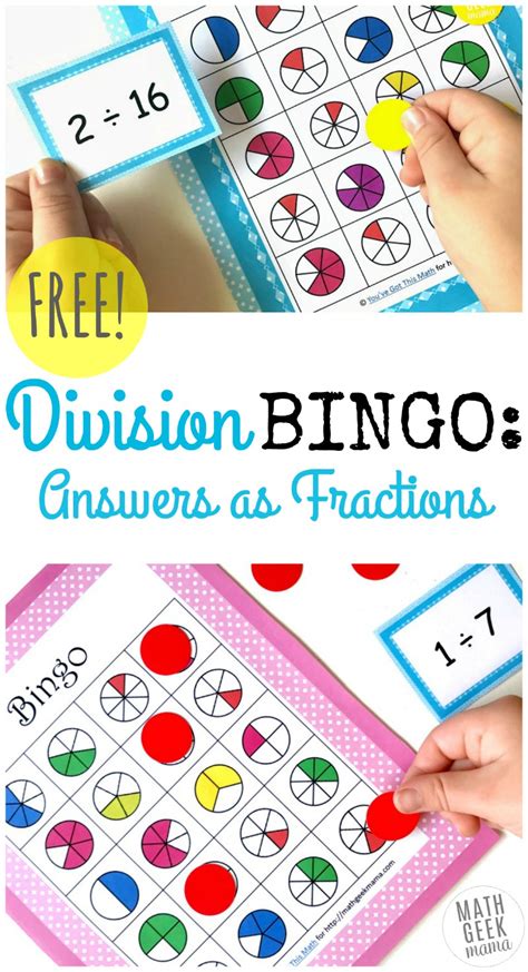 Simple And Fun Division Bingo Game Answers As Fractions Printable