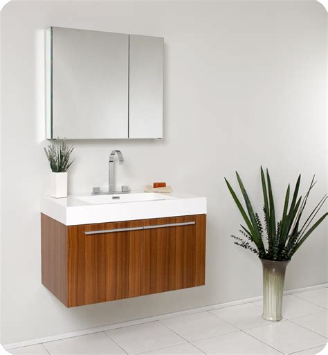 Fresca Vista 36 Teak Modern Bathroom Vanity With Faucet Medicine