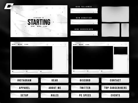 Animated Black And White Twitch Overlay Complete Stream Etsy