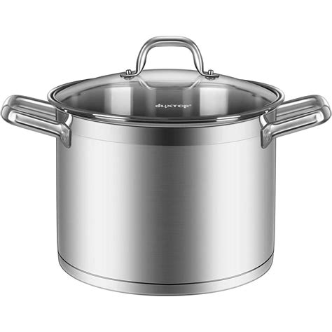 Duxtop Professional Stainless Steel Stock Pot With Glass Lid Induction Cooking Pot Impact