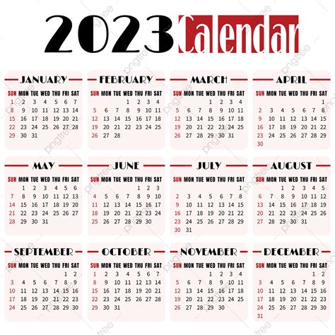 Kalender 2023 2023 Kalender Tahun Png Dan Vektor Dengan Background