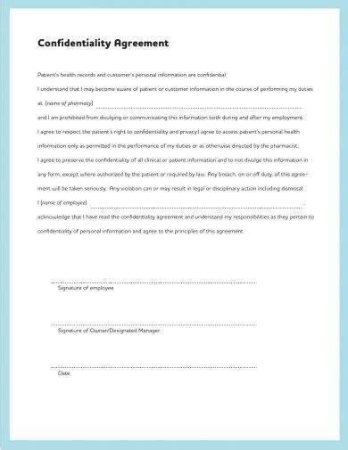Standard Confidentiality Agreement Examples Format Pdf Examples
